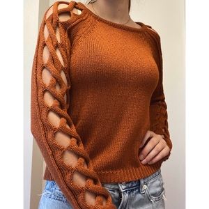 Vintage Forever 21 Braided Sleeves Copper Sweater